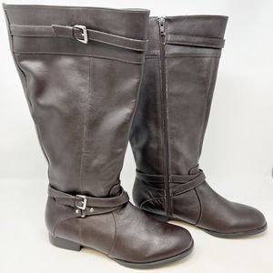 Comfortview Janis Leather Tall Riding Boots Women's Size 9W